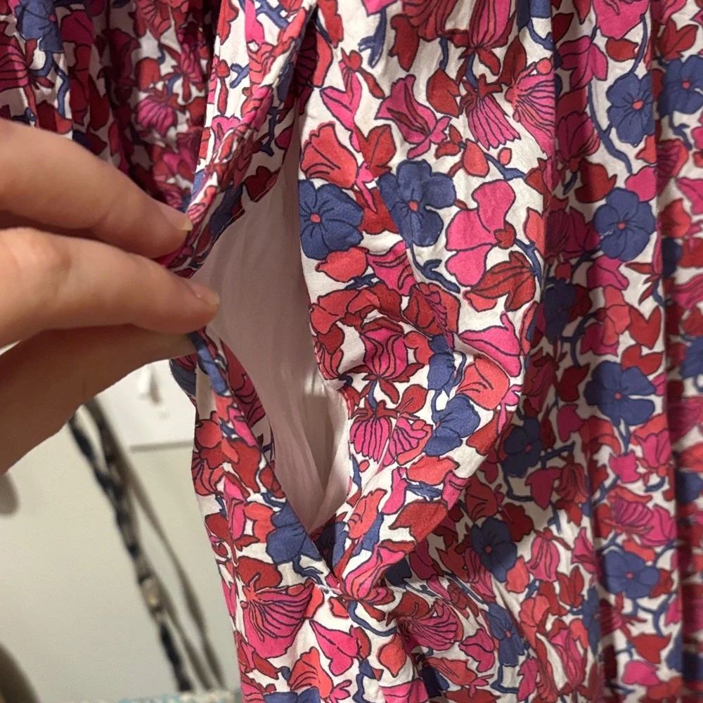 J. Crew midi dress in berry floral (red, blue, pink, white) - Picture 5 of 7